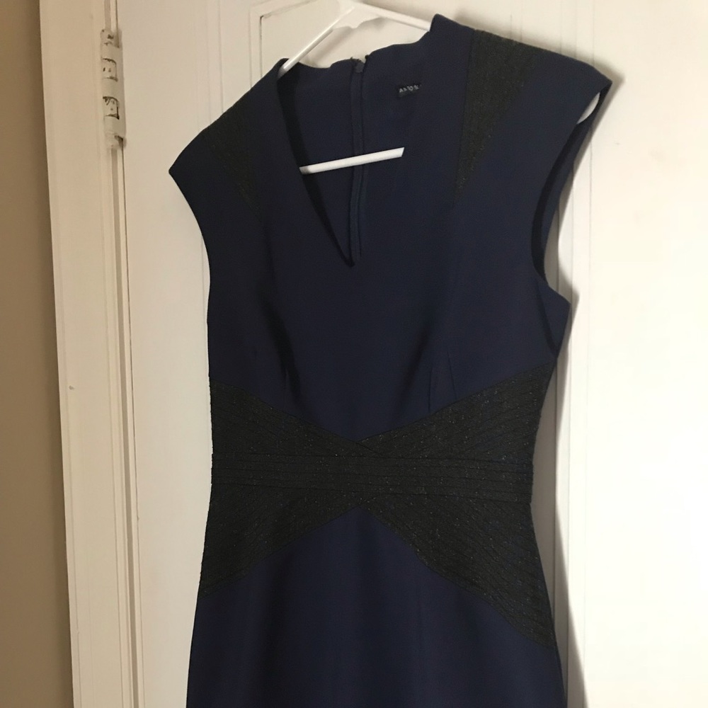 Navy and Gray Pencil Dress